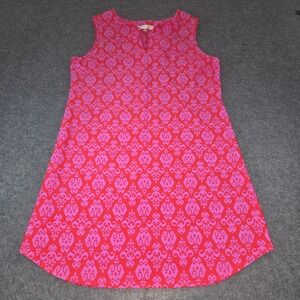 Jude Connally Dress S Pink Red Ikat Print Jude Cloth Sleeveless Shift Resort